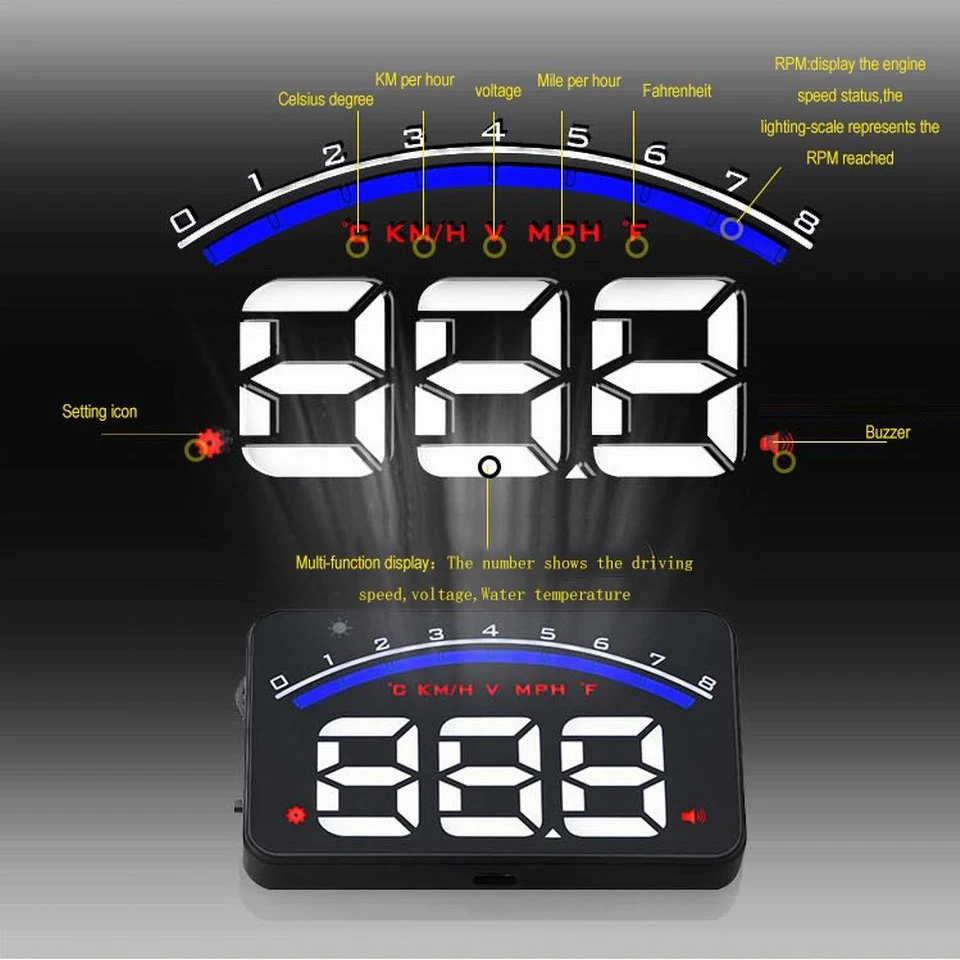 VJOYCAR M6 Hud OBD Head Up Display автомобильный Стайлинг Дисплей защита от превышения скорости