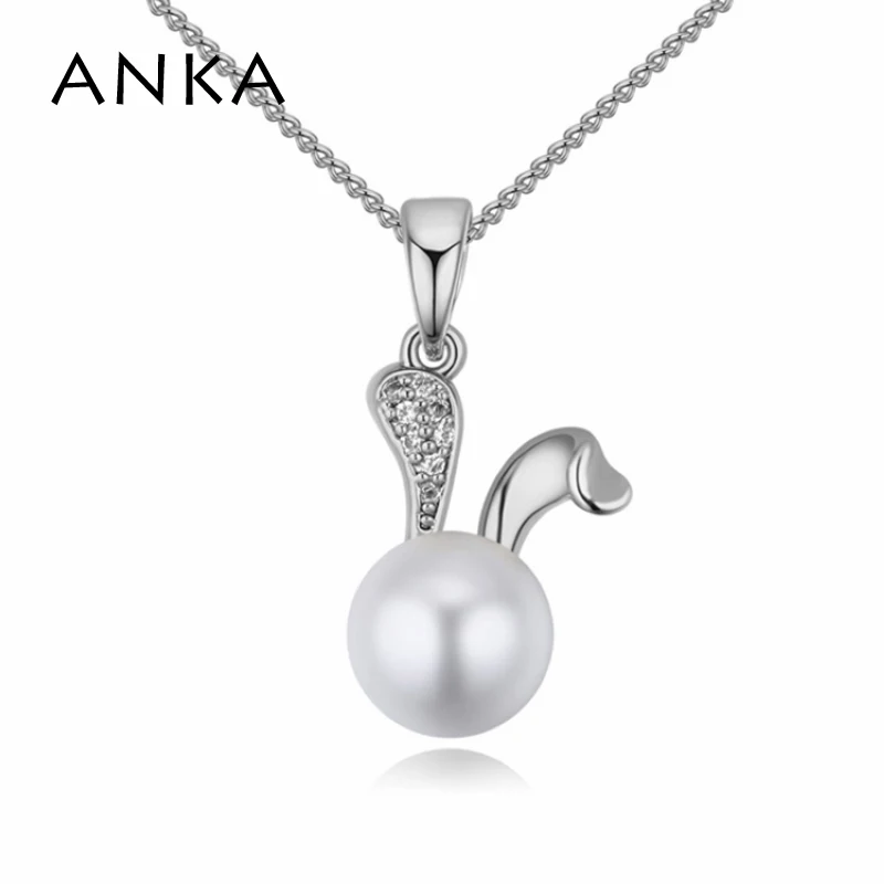 Анка милый кролик кубический циркон ожерелье круглая подвеска с искусственным