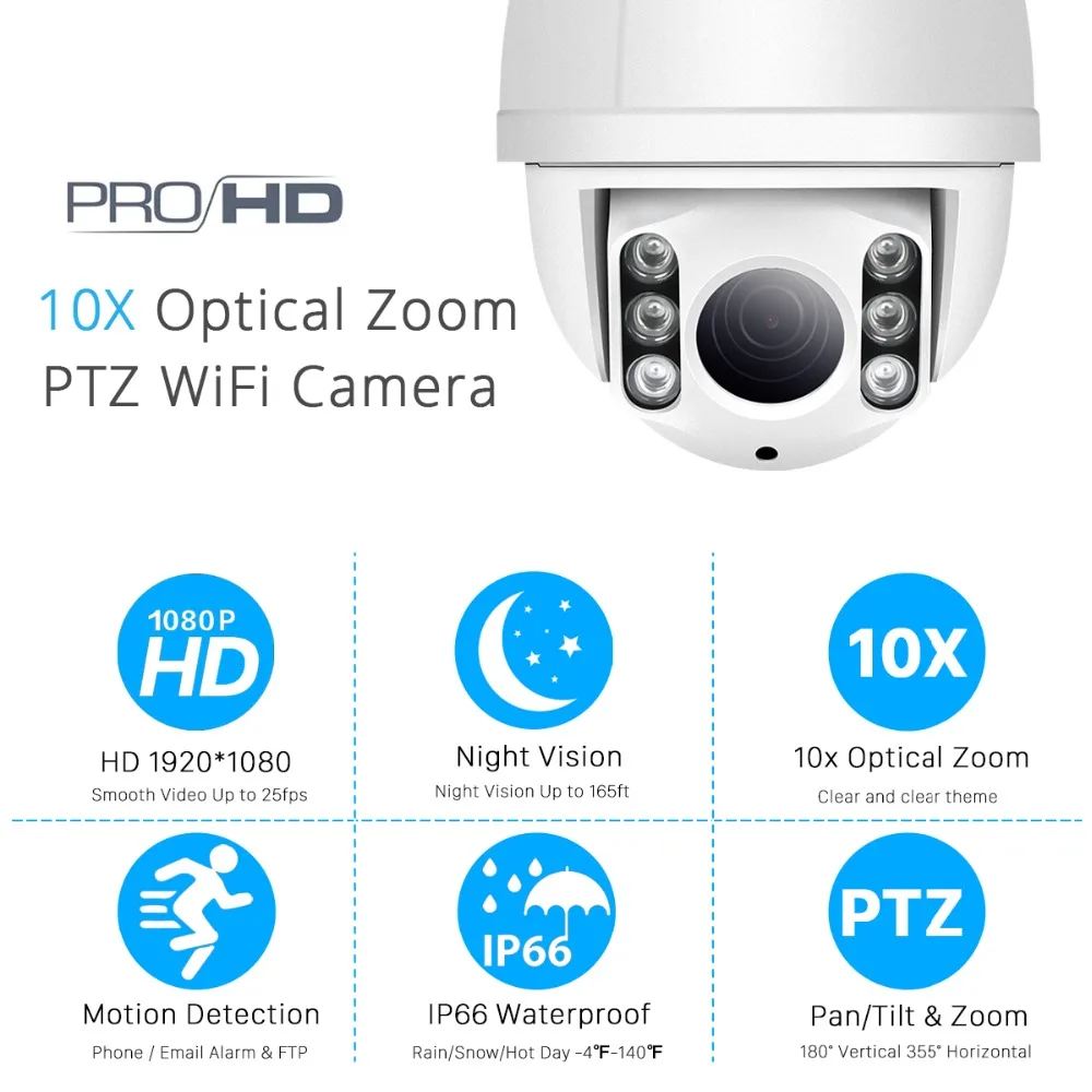 Besder 1080P 10X оптический зум беспроводная WiFi скоростная купольная ip-камера наружная PTZ 4,9-47 мм автоматическая фокусировка Водонепроницаемая CCTV камера безопасности