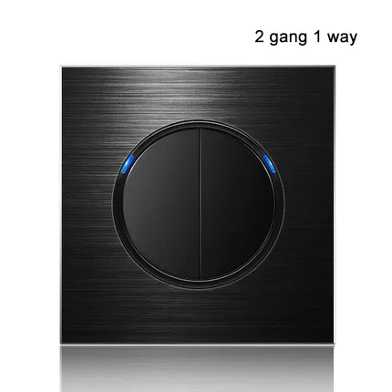 2gang 1way 86 Тип 1 2 3 4 банда 1 2 способ Черный алюминиевый сплав панель Переключатель Розетка светильник Европа промышленность переключатель Франция Германия Великобритания розетка led - Цвет: 2gang 1way