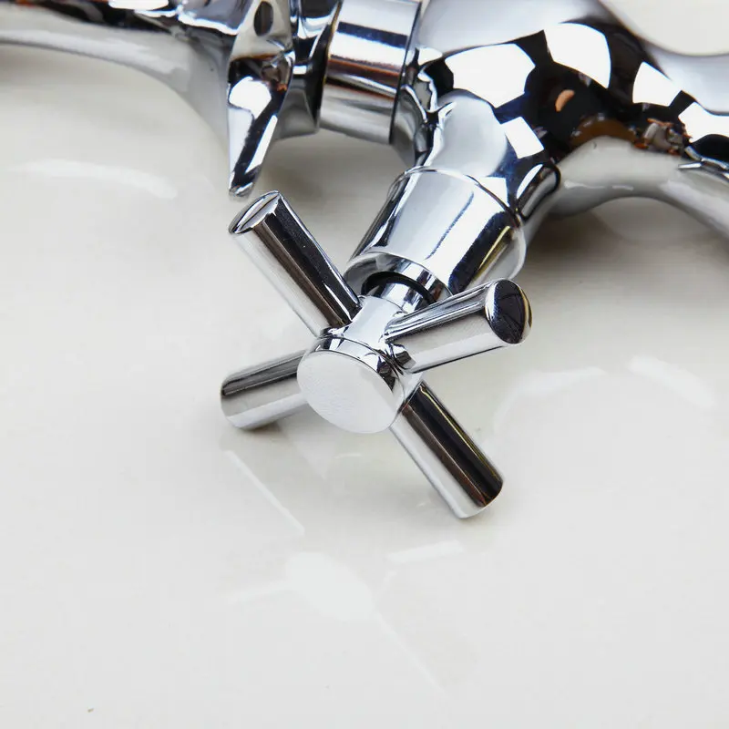 KEMAIDI Bathroom kitchen Faucet Mixer Tap Dolphin Deck Mounted Dual Handle Single Hole Brass Chrome Polished Waterfall | Обустройство