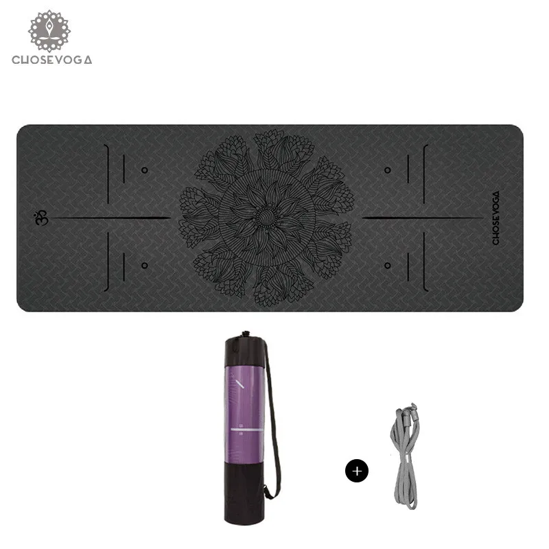 Lotus Flower Серия TPE коврик для йоги 183*61 см * 6 мм Экологичный нескользящий баланс линии