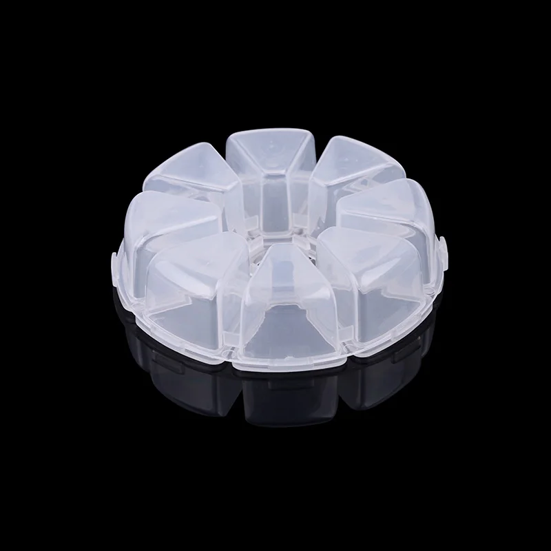 

50PCS/Lot Transparent Storage Box 8Grids Pill Jewelry Organizer Cosmetic Container Nail Art Phone Beads Rhinestone Gems Storage