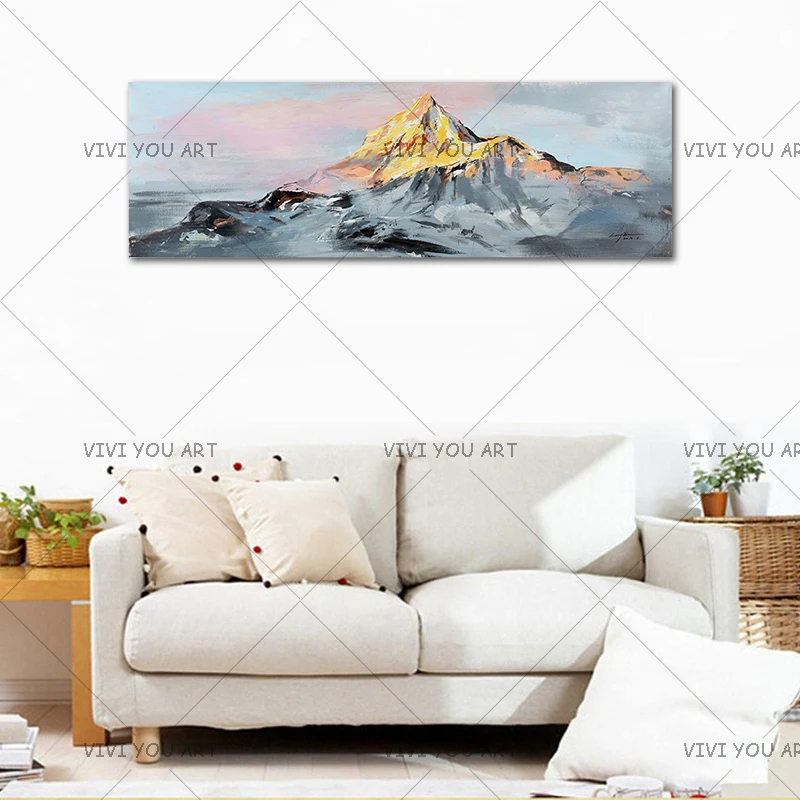 

100% Handmade Landscape Oil Painting On Canvas Mountain Paintings Wall Art Decoration Living Room Gift 2019 New Decor Artwork