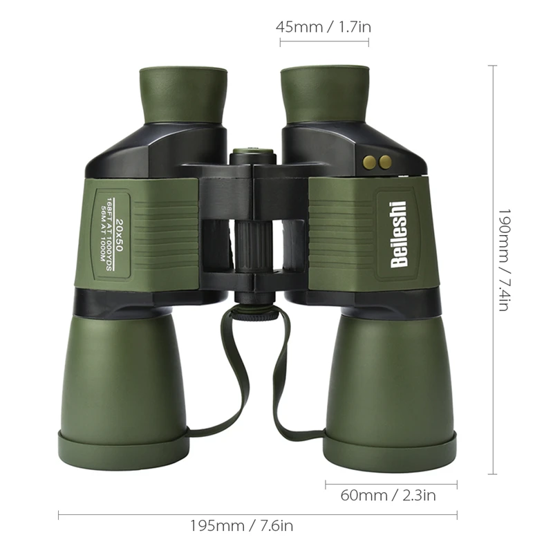Бинокль Beileshi с увеличением 20x 56 м/1000 м, телескоп с широким углом обзора BAK4, призма, складной Профессиональный охотничий телескоп для улицы
