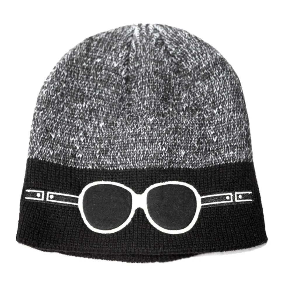 Дешевая шерстяная шапка теплая вязаная с рисунком из мультфильма двухцветная