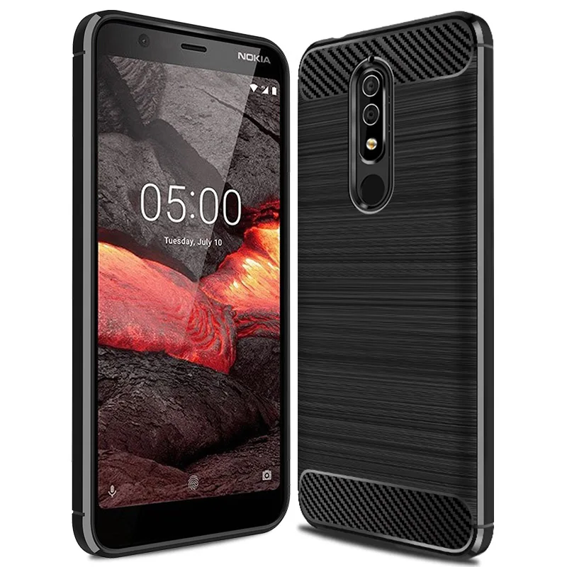 Чехол для Nokia 5 черный мягкий чехол из ТПУ 1 углеродного волокна Nokia5 мобильного