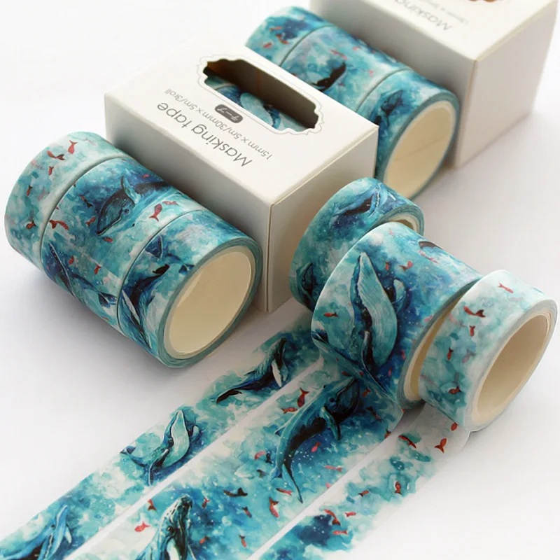 3 pcs/pack Cute Cloud fish Washi Tape set Adhesive DIY Scrapbooking Sticker Label Japanese Masking tape | Канцтовары для офиса и