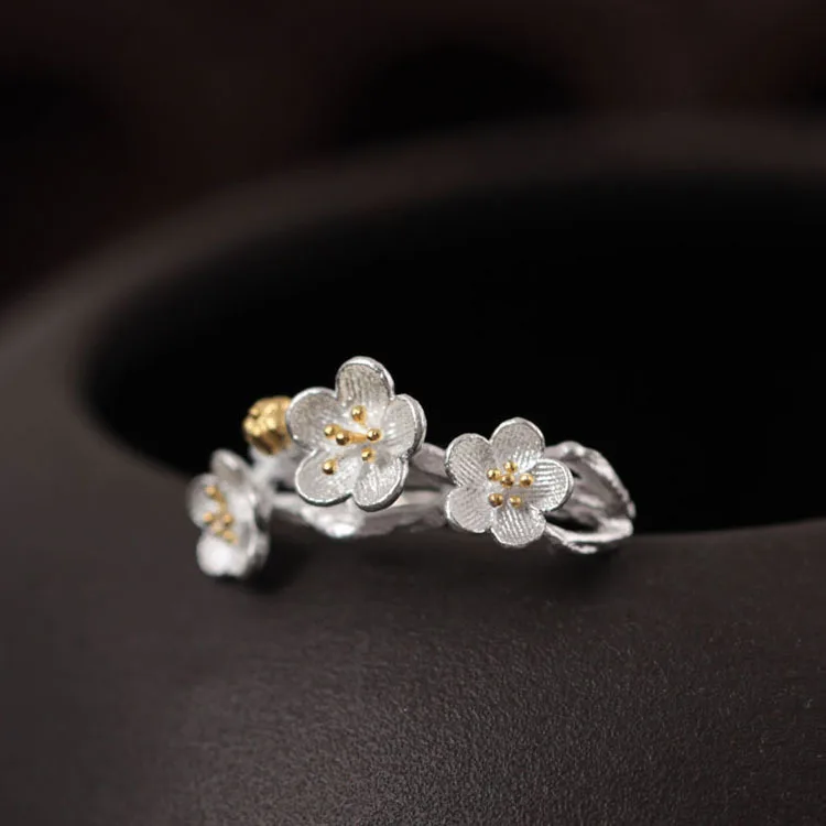 Женские серьги с цветком сливы Серьги серебряного цвета|flower earrings for women|fashion flower