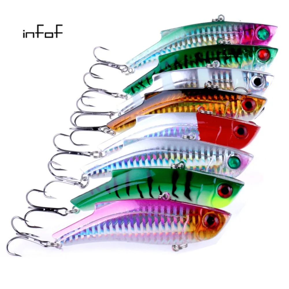 

5Pcs 9cm/27g Winter Fishing Lures Hard Bait VIB With Lead Inside Lead Fish Ice Sea FishingTackle Swivel Jig Wobbler Lure