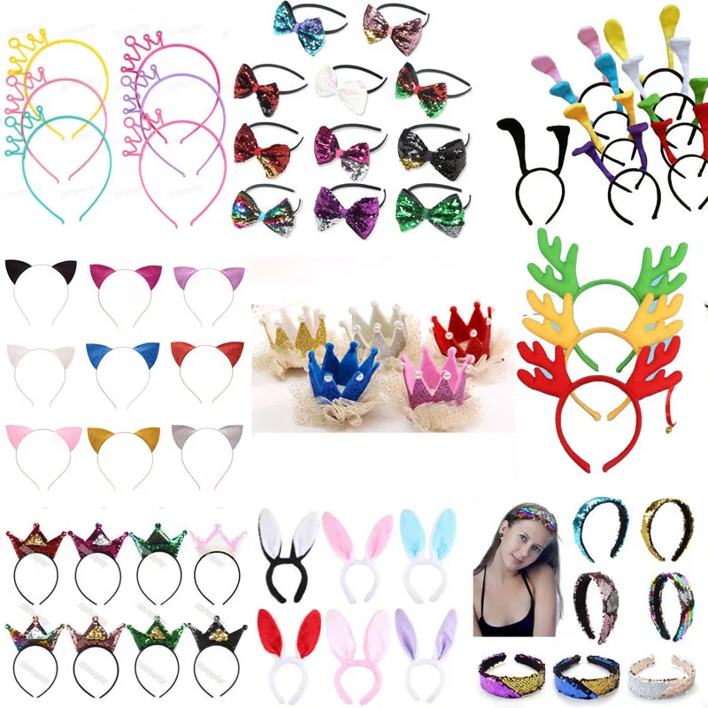 

Women Girl Sequin Headwear Animal Ears Headband Hair Hoop Hairband decorations Party home decor birthday