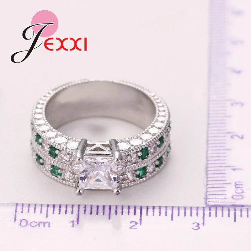 

Brand New 2 Rows Lines Crystal Band Jewelry Fashion 925 Sterling Silver Women Engagement Weddings Rings Bijoux