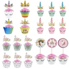 Тропический Фламинго ананас кекс Единорог обертки шоколада торт фигурки жениха и невесты; Для лета День рождения украшения дети материалы для украшения тортов