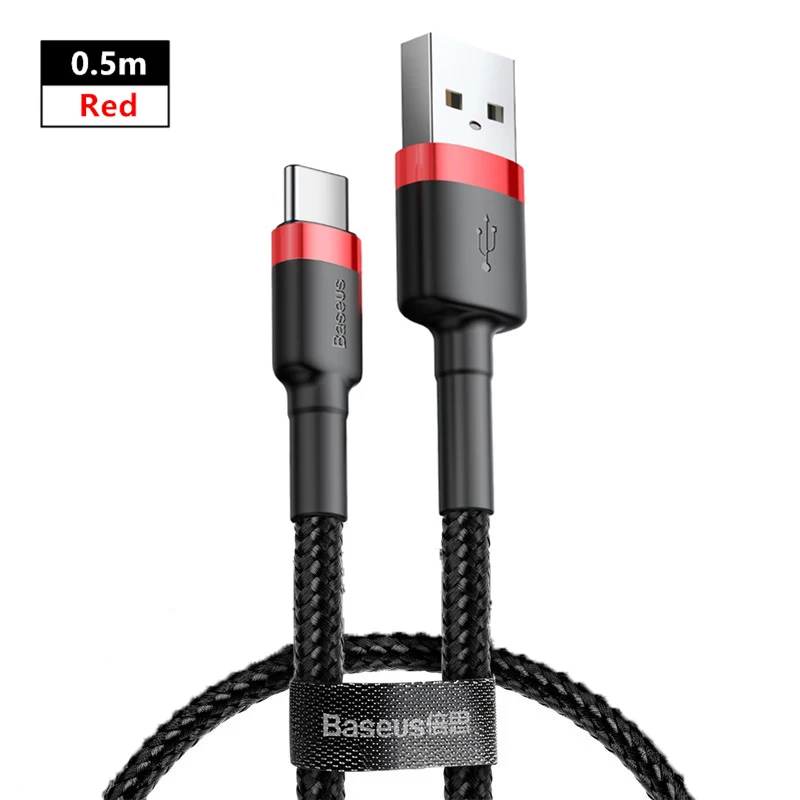 0.5m Red Baseus usb type-C кабель для зарядки для samsung S9 S10 мобильный телефон Быстрая зарядка type-C зарядка USB провод для Xiaomi Redmi шнур для передачи данных - Название цвета: 0.5m Red