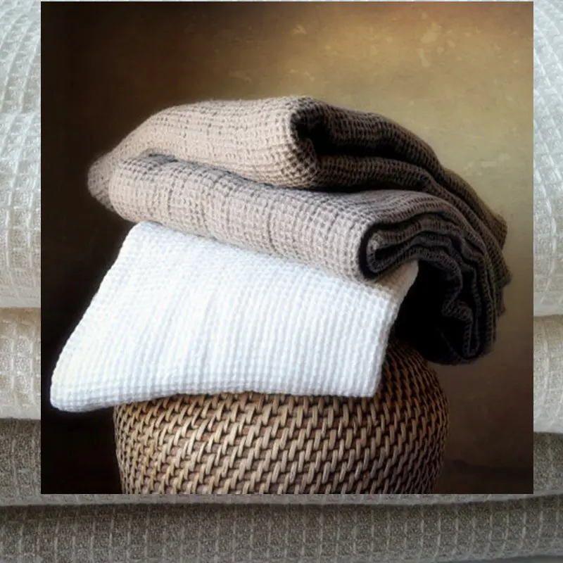 Вольняное сотовое и в елочку жаккардовое французское льняное одеяло|throw blanket|blankets