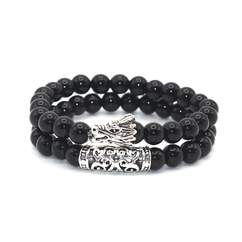 2 шт./компл. античный посеребренный кулон с головой дракона лавой оникс бирюза