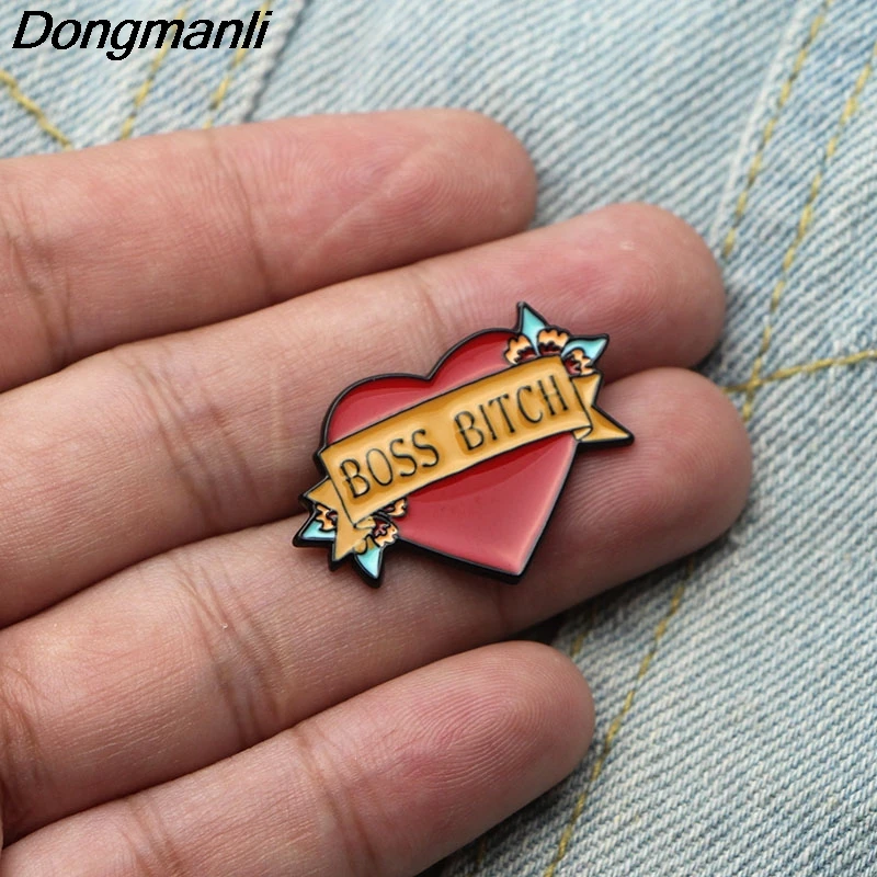 DMLSKY креативная надпись "БОСС" эмаль Галстук булавка и брошь для одежды сумки Feminist с надписью "Nasty woman" Смешная брошь значок M2487