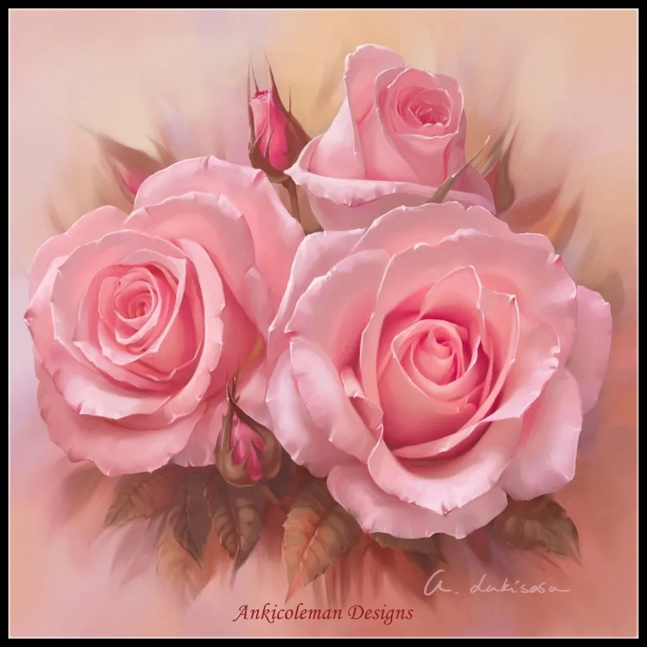 

Наборы для вышивки крестиком 14 ct DMC DIY Искусство ручной работы Декор-розовые розы 2