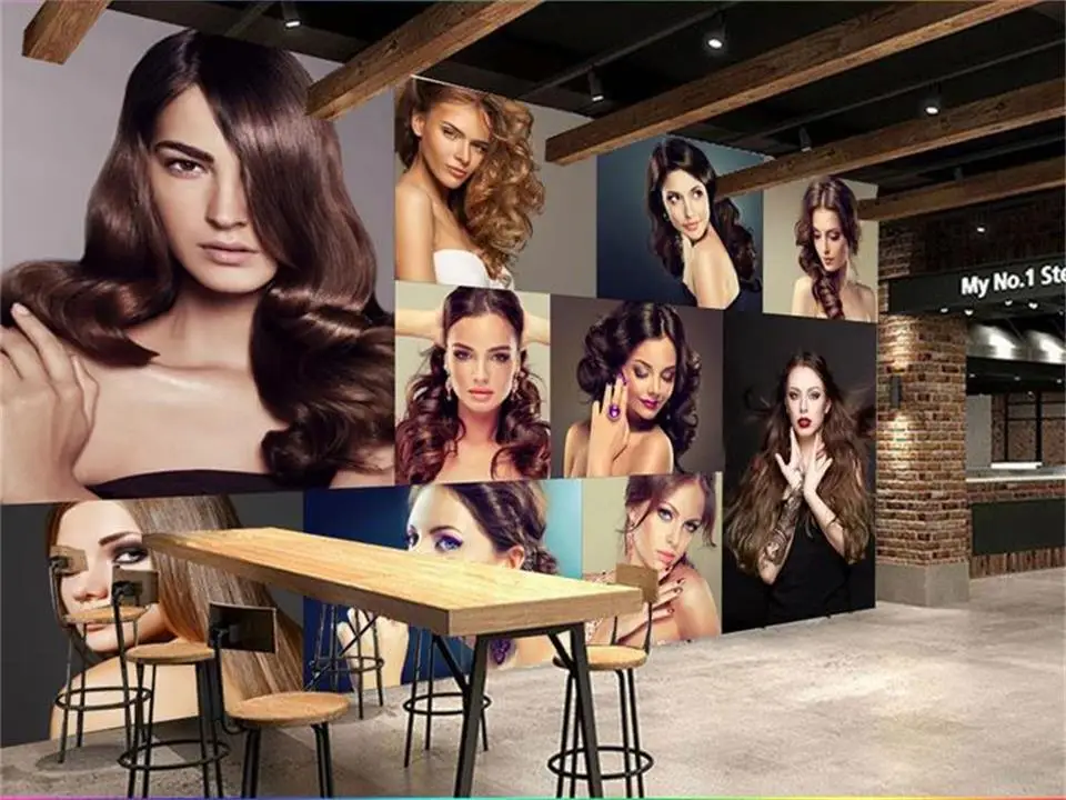 3d фотообои на заказ модная роспись красота салон красоты Парикмахерская фон для