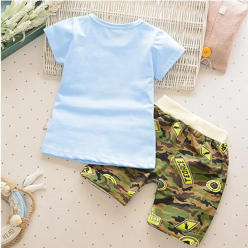 2017 Children clothing set Summer boy's Short Sleeve suit 9M-3 Years Old kids Fashion T-shirts+camouflage short 2-piece Korean |