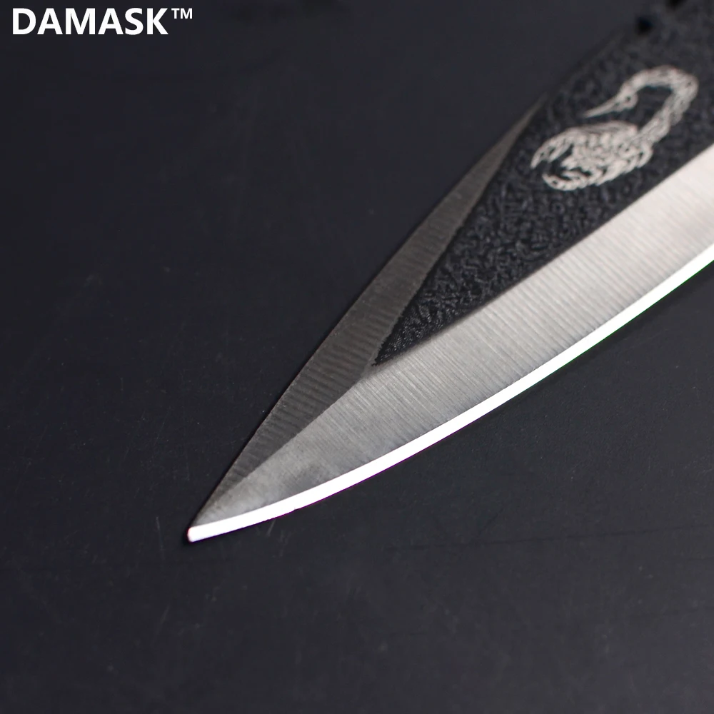 Тактический нож из нержавеющей стали с фиксированным лезвием дамасский Высокое