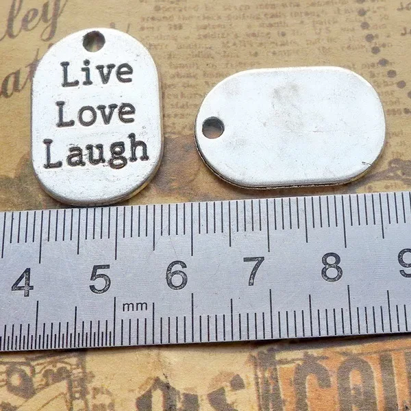 

200pcs Charm live love laugh lettering pendants 26.7*18.3mm Antique silver Handmade Jewelry Making DIY Alloy accessories Hot