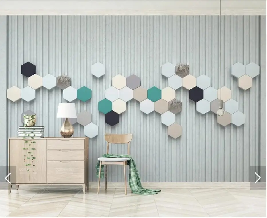 Hexagon Mosaic 3D Wall Mural Wallpaper Waterproof Canvas Murals Painting Pastoral Oil Custom | Обустройство дома