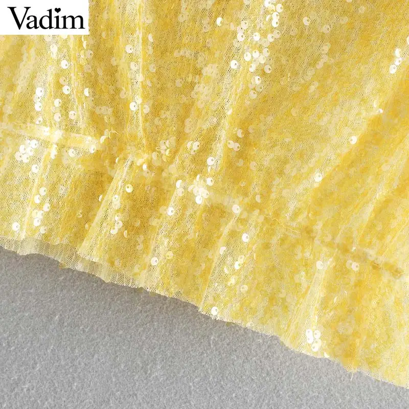 Vadim женские сексуальные V образным вырезом желтые укороченные топы с эластичной