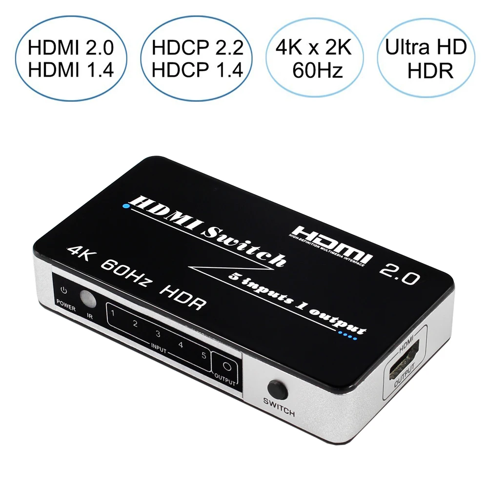 HDMI переключатель 5X1 4K @ 60 Гц 3D Ultra 1080P HD HDR HDCP 2 для HDTV Xbox PS3 PS4 мультимедиа конвертер