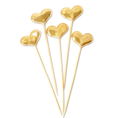 gold heart 5 шт. Симпатичные Золотой синий и красный цвета звезды торт Топпер для с изображением пирожного на день рожденья Детские флажки для душа вечерние Свадебные Изделия для декорации - Цвет: gold heart