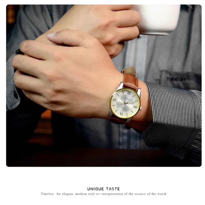 

Watch Men 2020 Luxury YAZOLE Business Quartz Watch Leather Watchband Gold Dial Man Casual Clock erkek kol saati