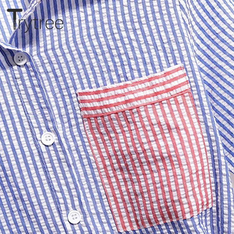 Платье-рубашка Trytree женское в полоску повседневное асимметричное офисное