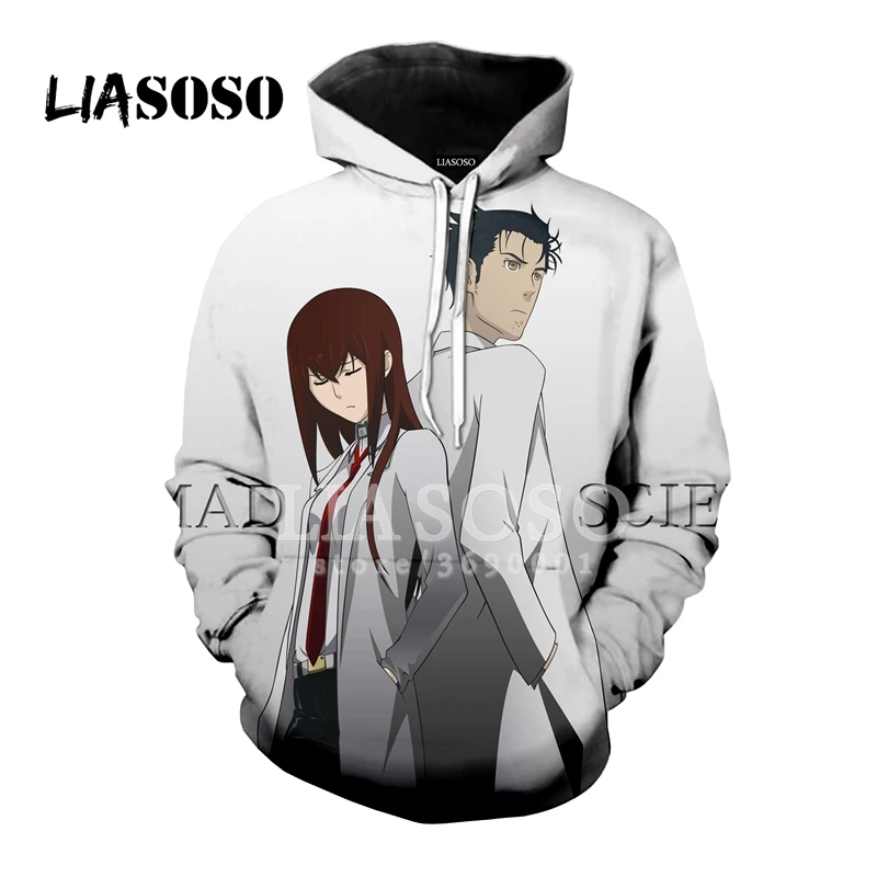 LIASOSO Stein Gate Makise Kurisu Okabe Rintarou 3D принт для женщин и мужчин толстовки с капюшоном