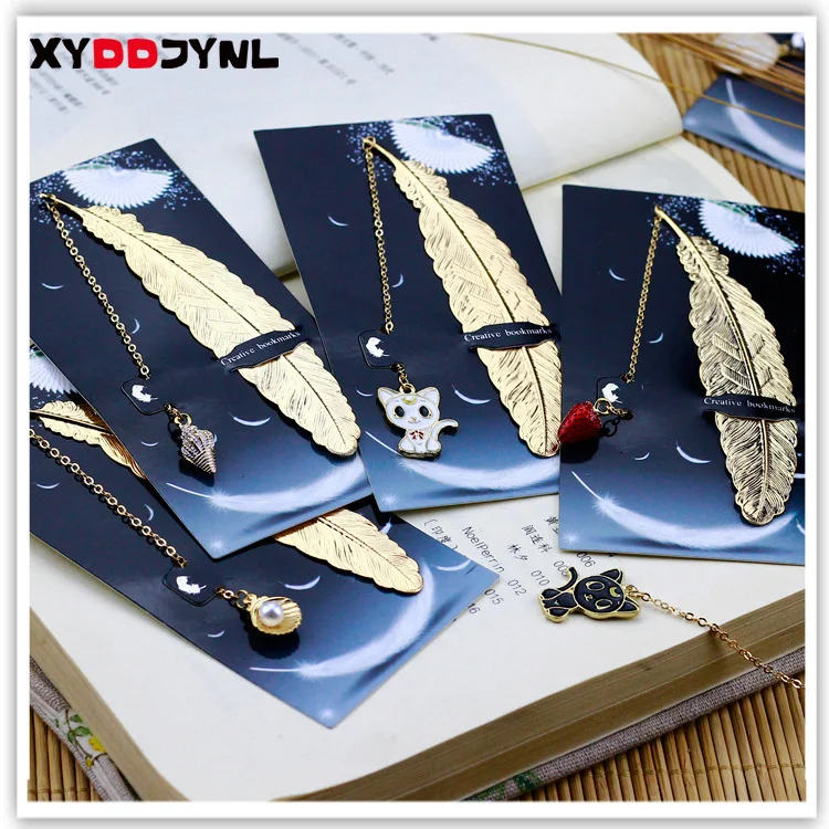 

1pcs Retro Metal Feather Bookmark Marque Page Creative Book Mark Korean Stationery Gift Package School Supplies