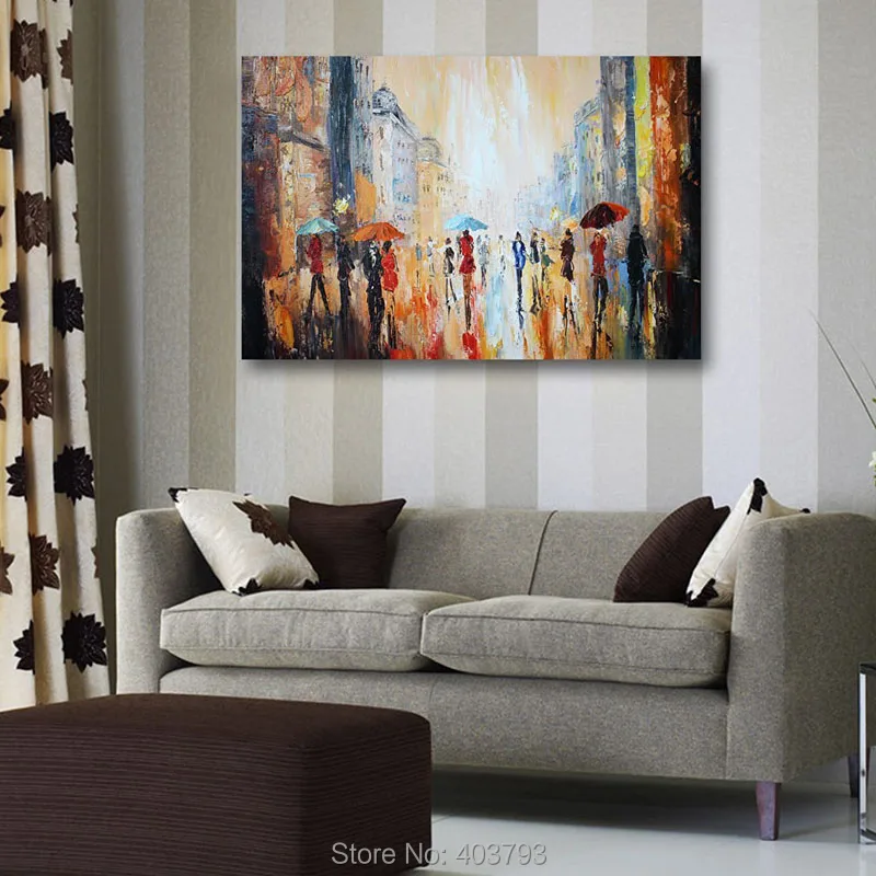 Парижская уличная пейзаж под дождем 100% картина маслом ручной работы без ободков