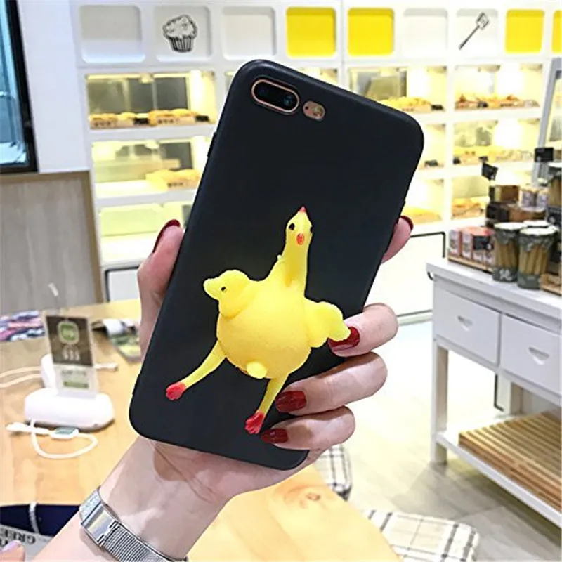 1Pcs For iPhone X Funny Chicken Lay Egg Relax Poke Squishy Phone Case 6 6s 7 8plus Back Cover for XR XSMAX |