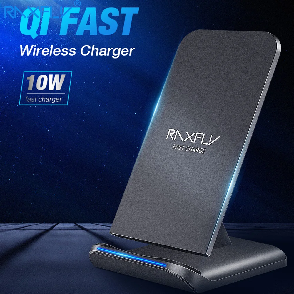 RAXFLY 10 Вт QI Беспроводное зарядное устройство для iphone 11 XR 8 Plus Быстрая зарядка Huawei P30