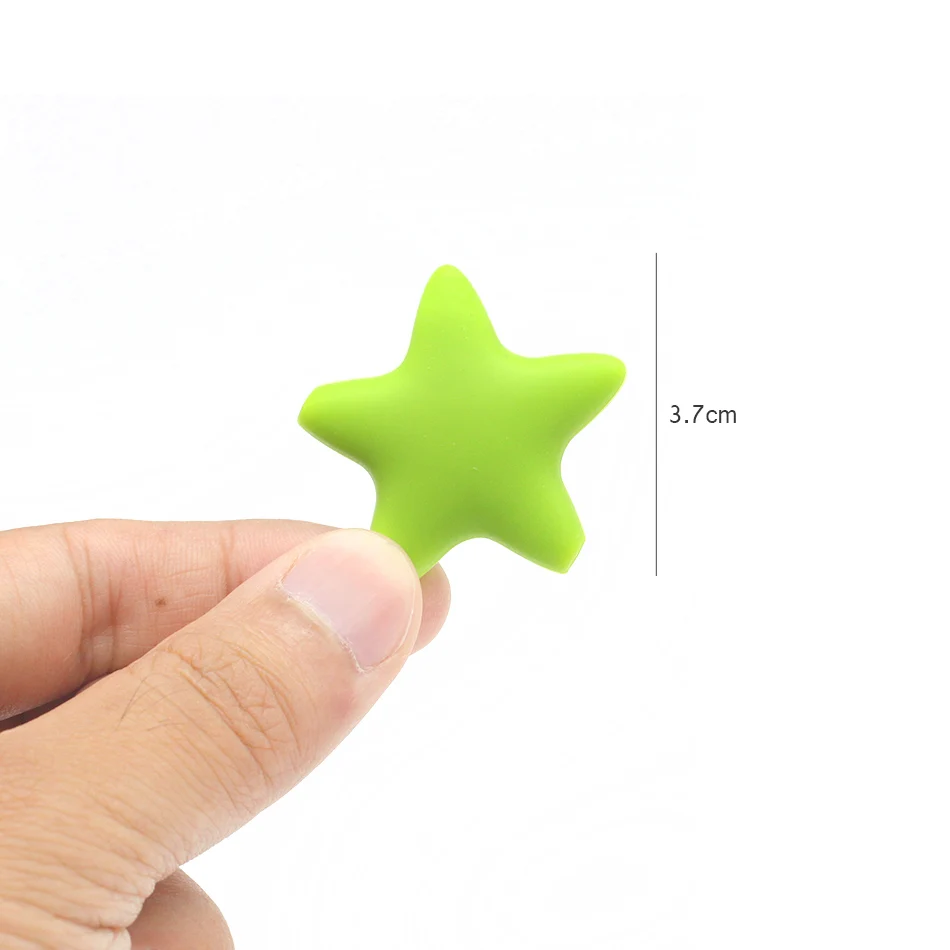 

Baby Teether Toy Silicone Beads Silicone Star Shaped Jewelry Pendant 30PCS 10 Colors Mixed Colors 40mm DIY Necklace