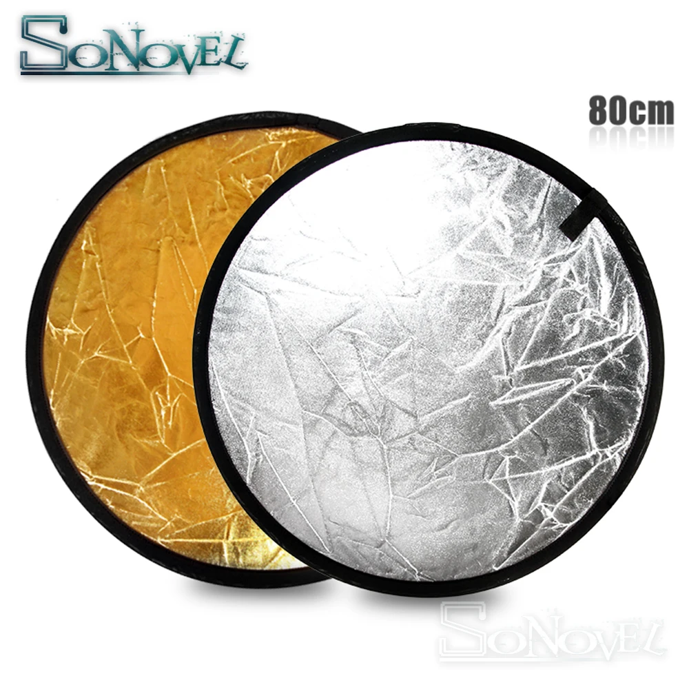 

2 in 1 80CM 31.5 inch Round Flash Studio Collapsible Refletor Light Disc Gold Silver Riflettore Wholesale Reflector with Bag