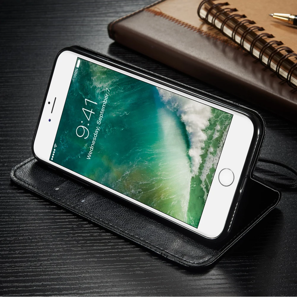 Кожаный флип-чехол на магните для iPhone 6 6s 6plus Ретро слот для карт чехол-бумажник для iPhone 6 s Plus чехол Роскошный кожаный чехол