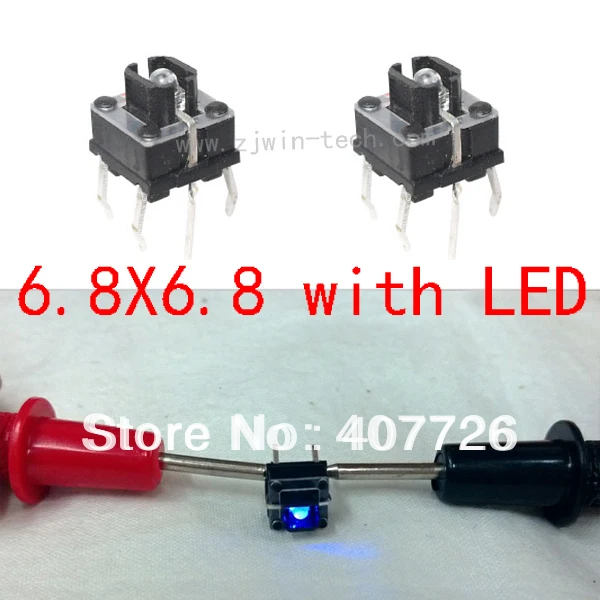 

Бесплатная доставка 50 шт./лот светодиодный кнопочный переключатель 6.8X6. 8 синий переключатель освещения такт