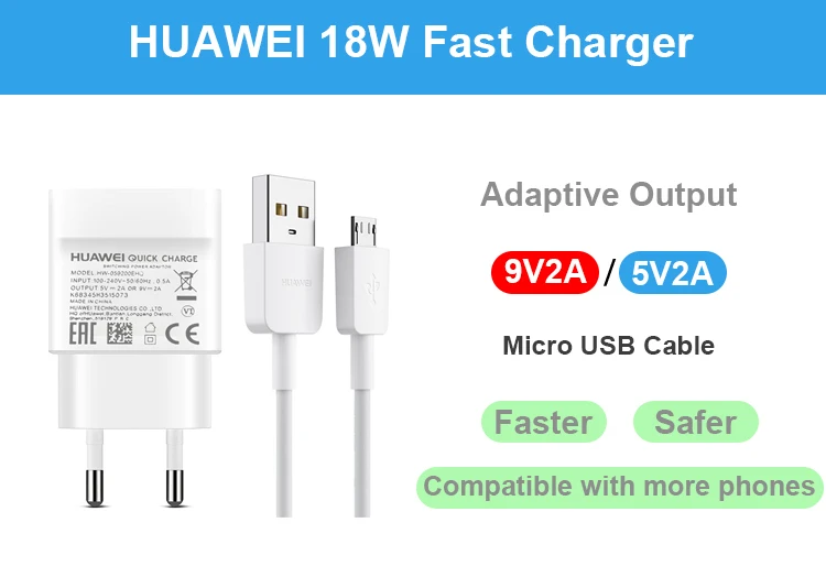 huawei быстрое зарядное устройство Micro USB кабель P10 lite mate 10 lite USB Быстрая зарядка для P Smart MediaPad M3 Y9 5v9v 2a