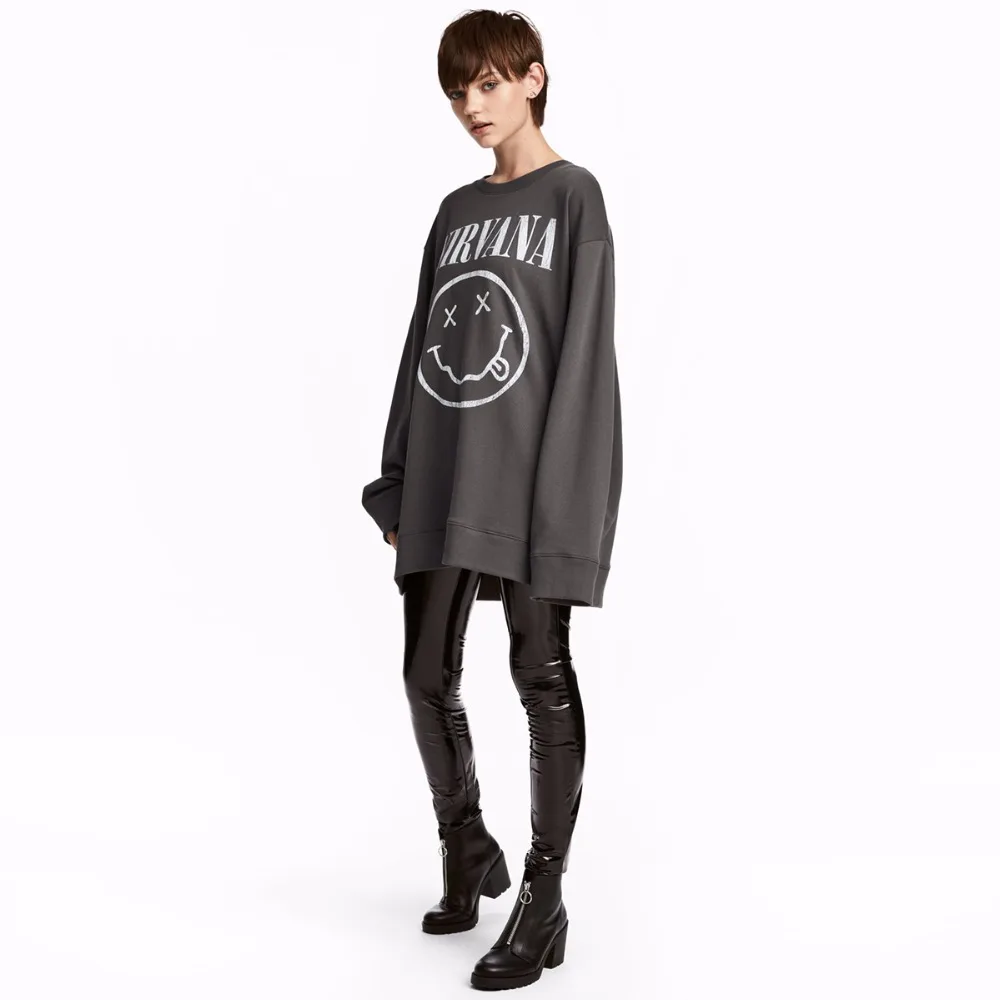 Darcydebie Brand Women Dark Grey Sweatshirts Letters Printed Long Line Female Casual Pullovers O-Neck Sleeve Lady Tops | Женская одежда