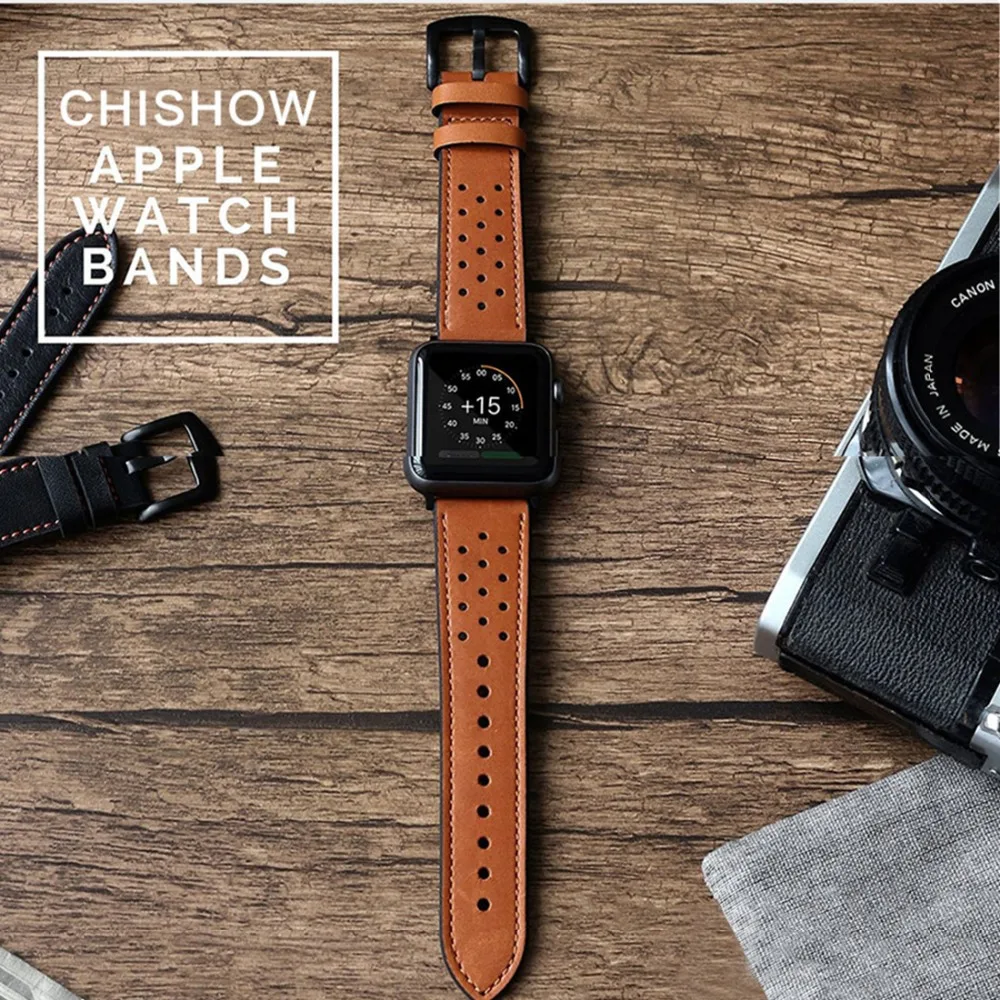 Ремешок из натуральной кожи для Apple watch band 42 мм 38 браслет iwatch correa aplle 44 40 series 4 3 2