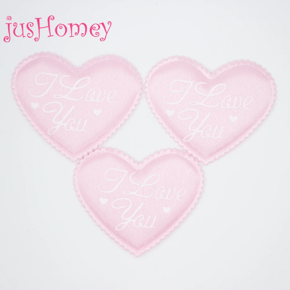 50 шт. атласных аппликаций в виде сердца из ткани, 53 мм, с надписью "Я ТЕБЯ ЛЮБЛЮ" - патчи в форме сердца для свадебного конфетти на День Валентина.