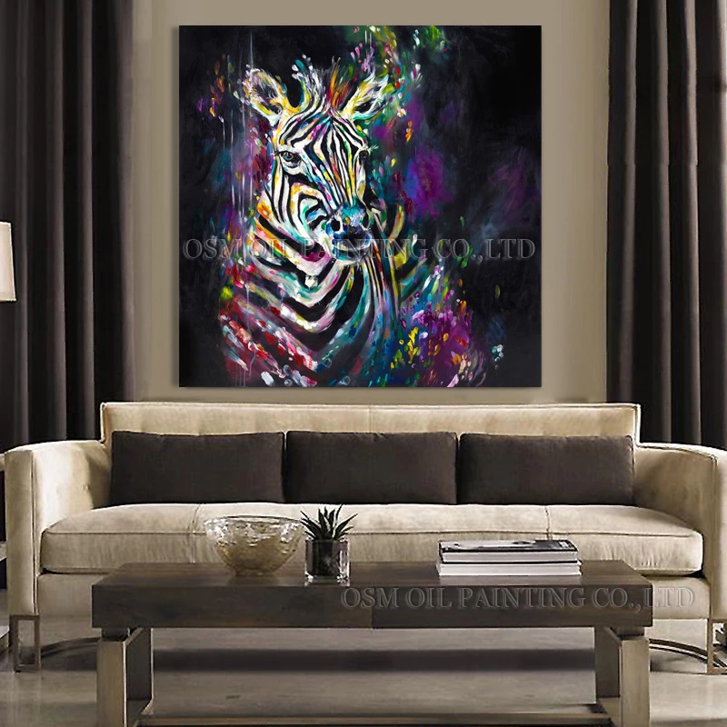 Excellent Artist Handmade High Quality Abstract Animal Zebra Oil Painting on Canvas Modern Colorful | Дом и сад