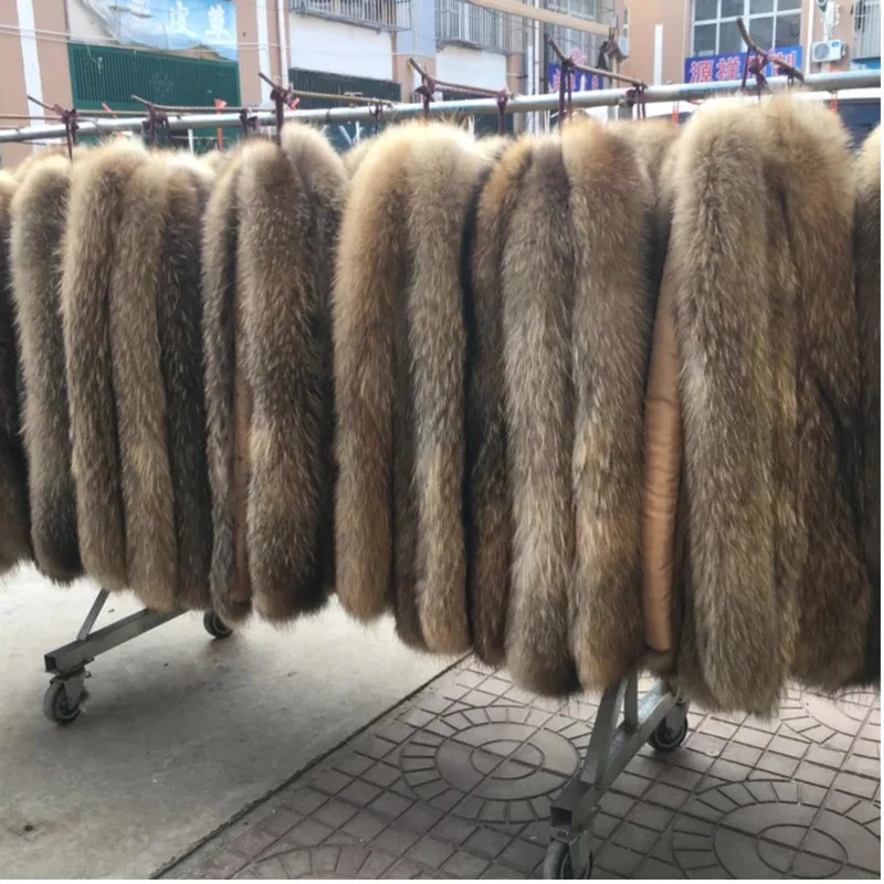 

100% Real Fox/raccoon Big Fur Collar For Hooded Coat Fur Trim For Coat