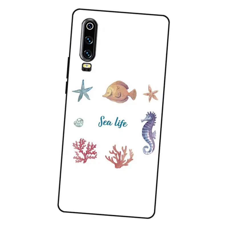 N380 Sea Life Черный силиконовый чехол для huawei P8 P9 P10 P20 P30 Lite Pro P Smart Plus 2017 2019 |