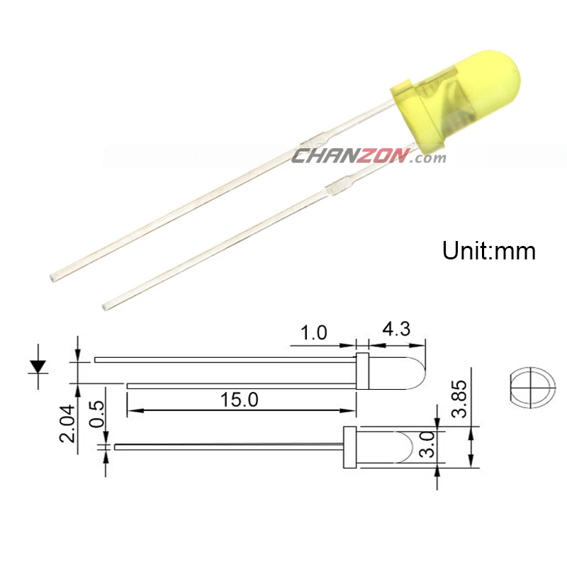 CHANZON светодиодный круглый диодный светильник 3 мм желтого цвета 20 мА мм|light-emitting