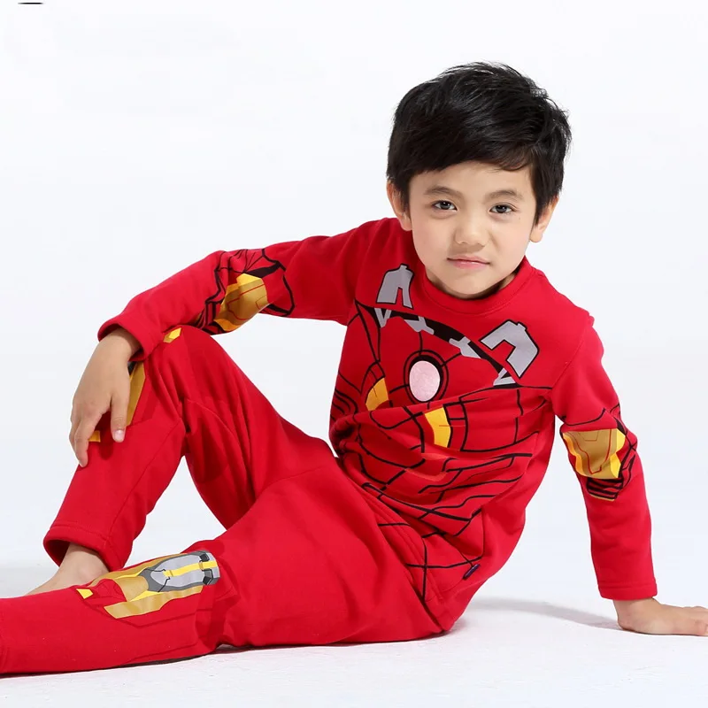 Бесплатная доставка новый детский комплект домашней одежды с принтом Железный